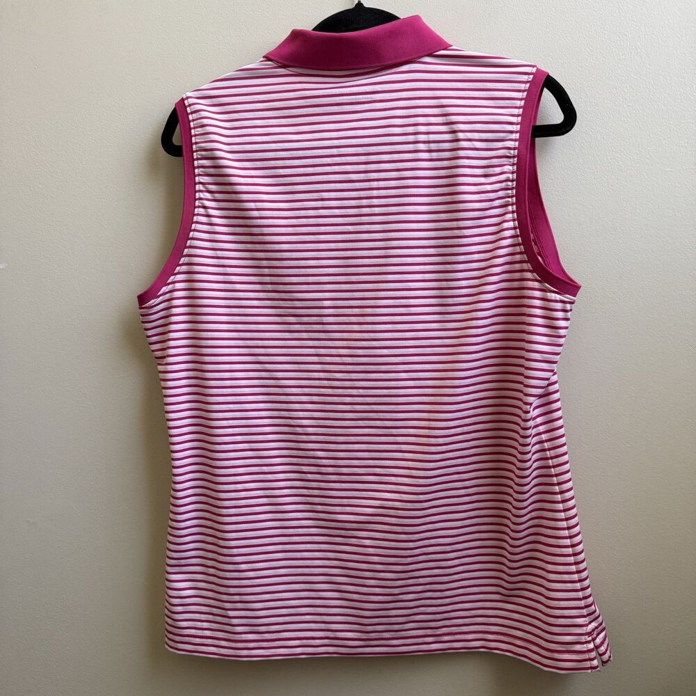 Vineyard Vines Performance Polo Shirt Sleeveless Stretch Stripes Pink Size L - Picture 2 of 5